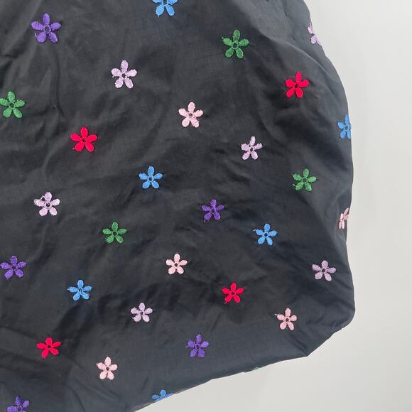 LESPORTSAC Bag Flower Embroidery Black Zipper Tote Lightweight Travel MultiColor - Picture 9 of 16